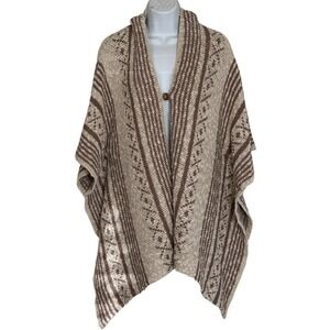 NWOT Left On Houston Anthropology Womens  Brown Beige  Shawl Cardigan Sz S/M